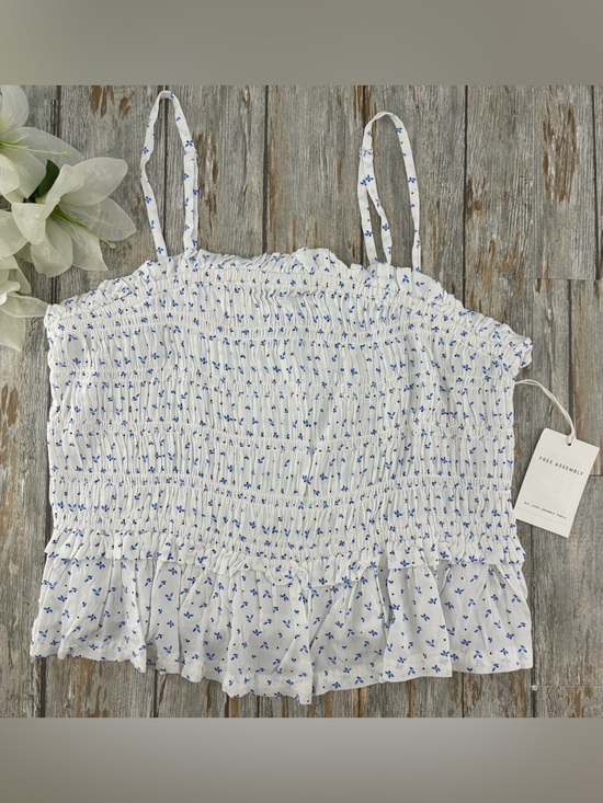 Free Assembly Tops - Women's Smocked Top With Peplum Hem Tank Top Size L